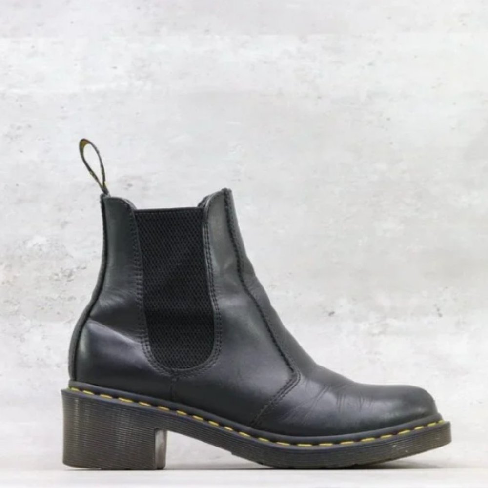Dr. Martens Cadence Womens 10 Black Leather Heeled Pull On Ankle Chelsea Boots